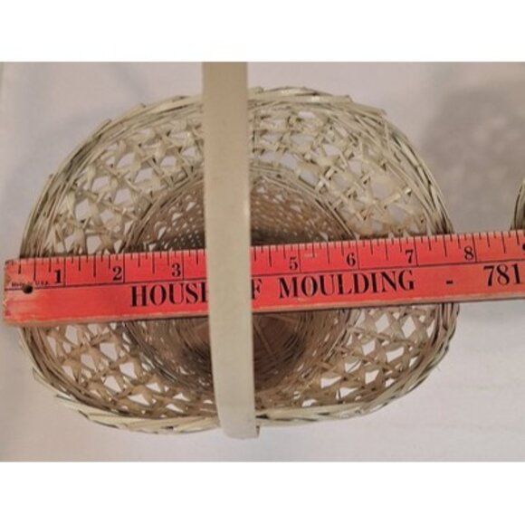 Lot Of 2 Bonnet Wicker Baskets Shabby White Boho Easter - Picture 15 of 15